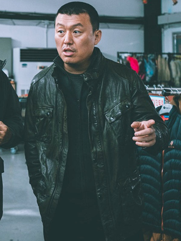 Kim Man-jae Movie The Roundup Punishment 2024 Kim Min-jae Brown Leather Jacket