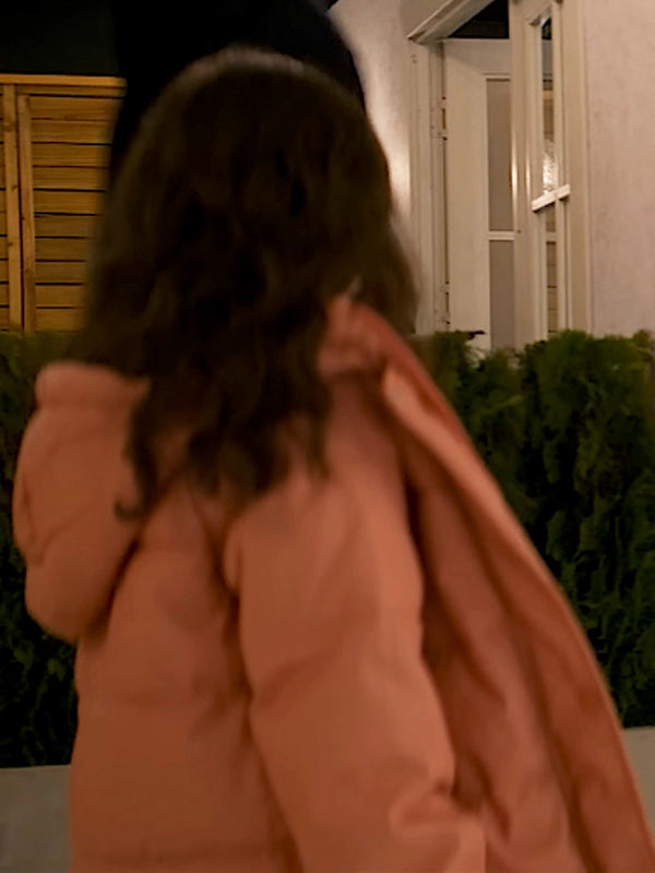 Movie Subservience 2024 Matilda Firth Pink Puffer Hooded Jacket