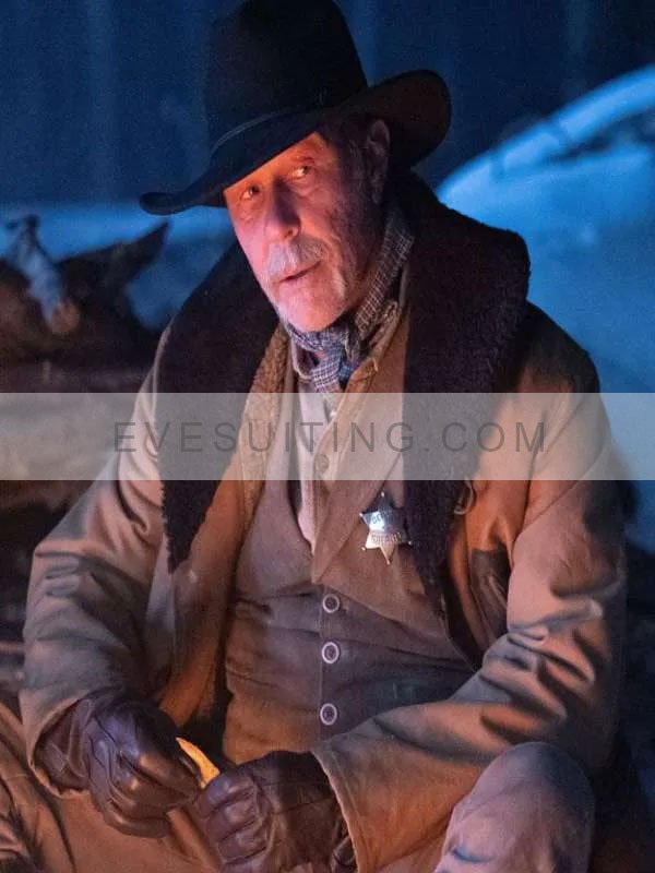 Movie The Thicket 2024 James Hetfield Brown Wool Shearling Coat