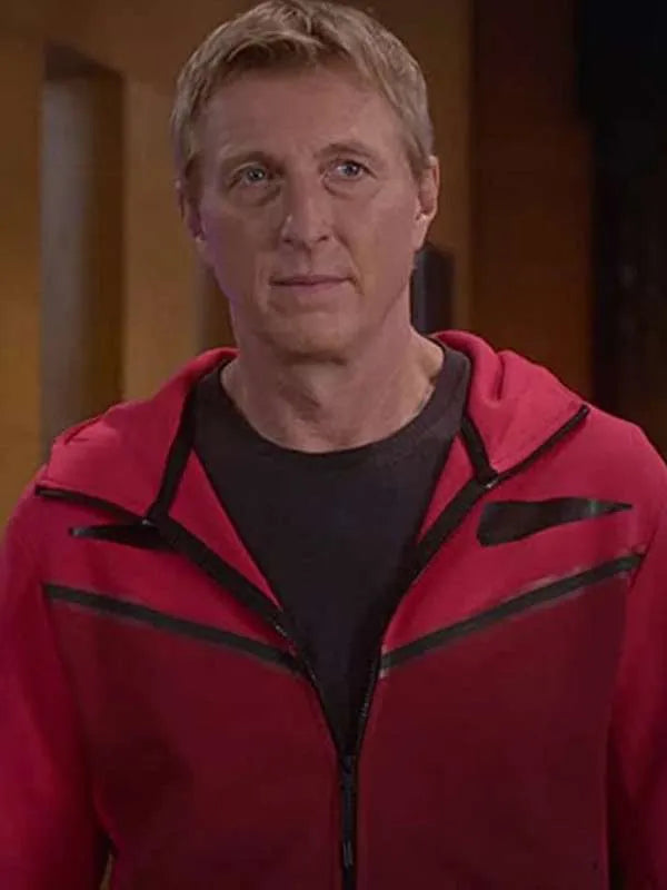 American Actor William Zabka Cobra Kai S05 Red Hooded Jacket