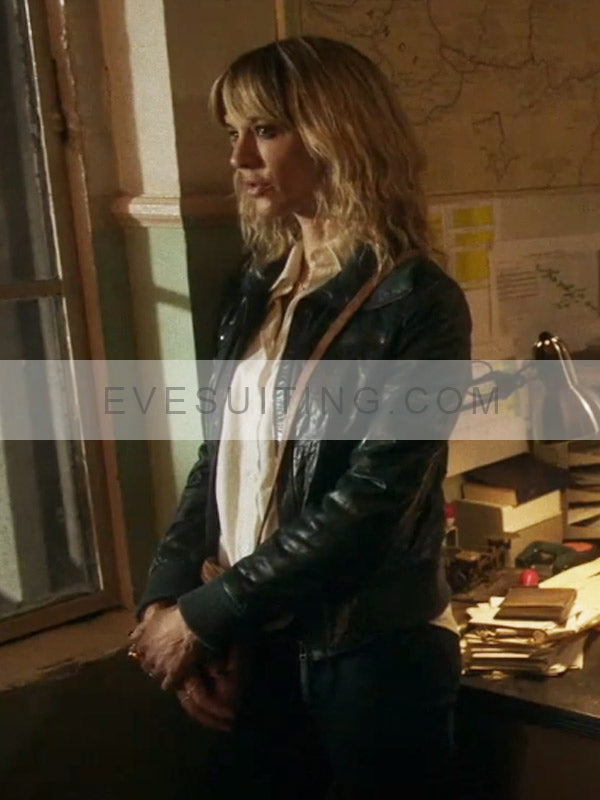 Anna Interstate 2024 Asia Argento Black Leather Bomber Jacket