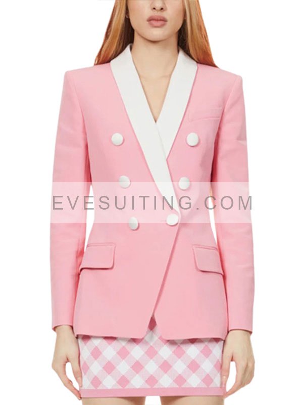 Bel-Air Pink Double Breasted Blazer Coat