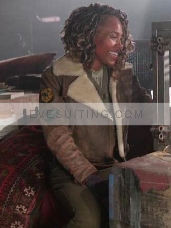 DeWanda Wise Jurassic World Dominion Kayla Watts Brown Shearling Jacket