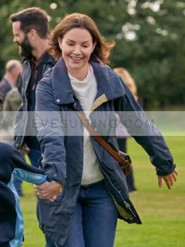 Erica Durance Blue Long Jacket