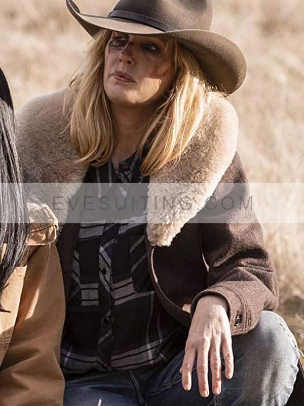 Fur Shearling Yellowstone Kelly Reilly Wool Coat