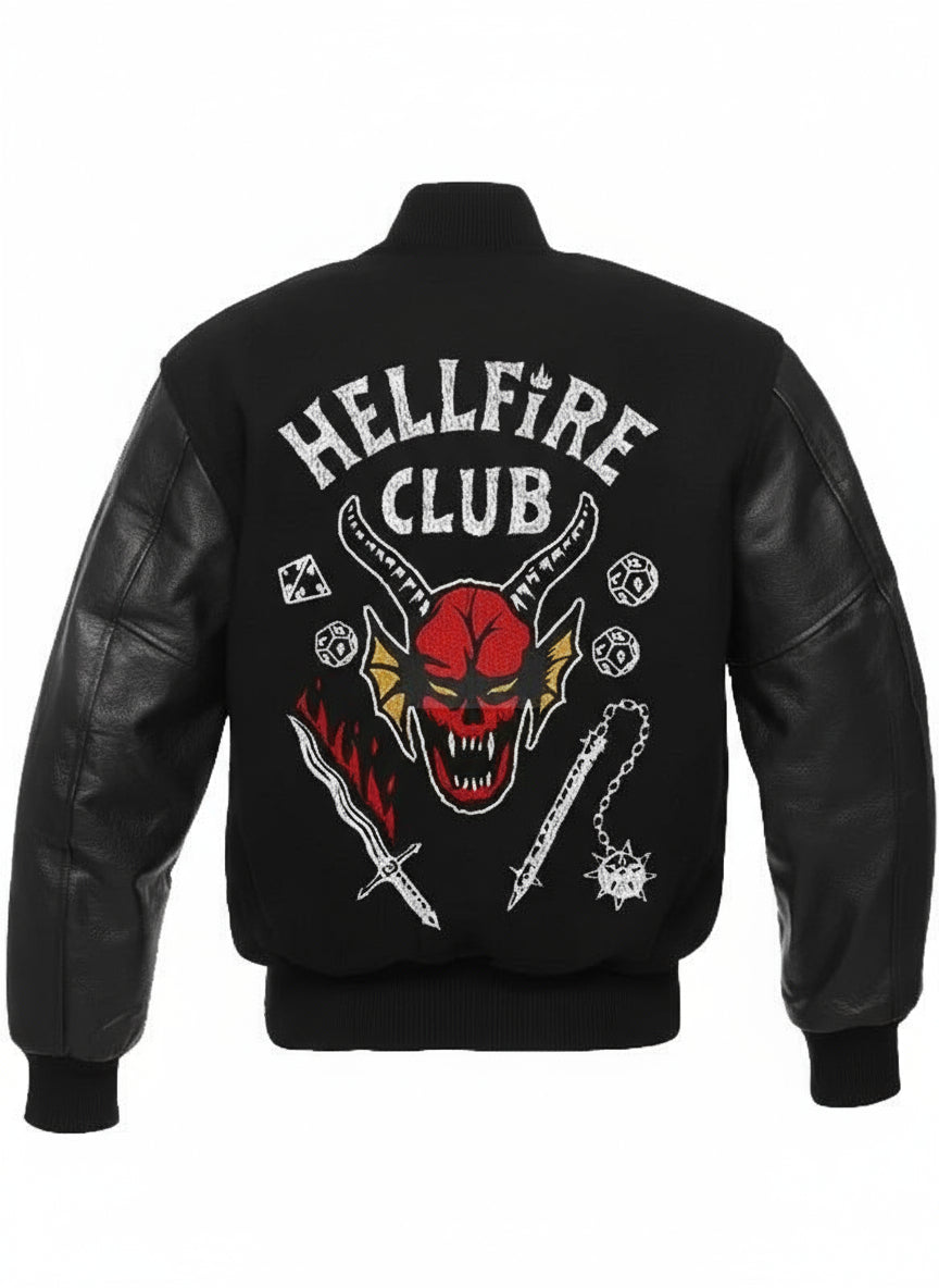 Hellfire Club Stranger Things S04 Black Varsity Jacket