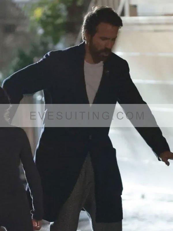 IF Ryan Reynolds Black Trench Coat