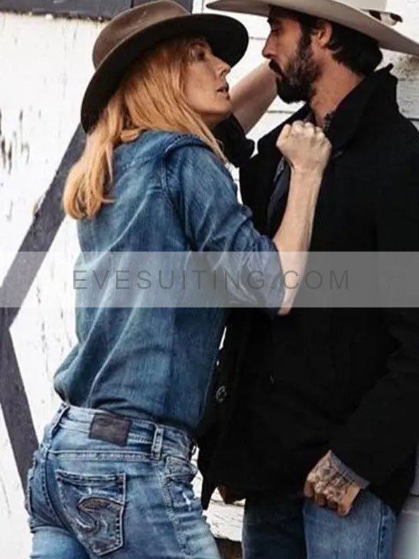 Kelly Reilly Yellowstone Beth Dutton Blue Denim Jacket