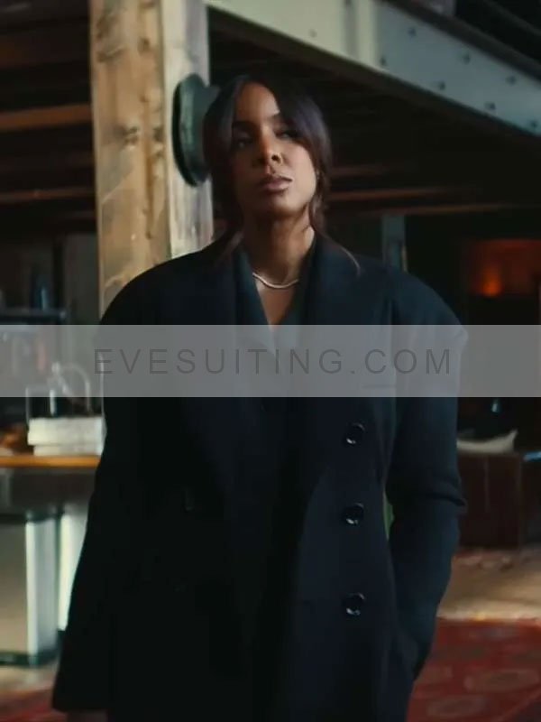 Kelly Rowland Mea Culpa 2024 Black Wool Coat