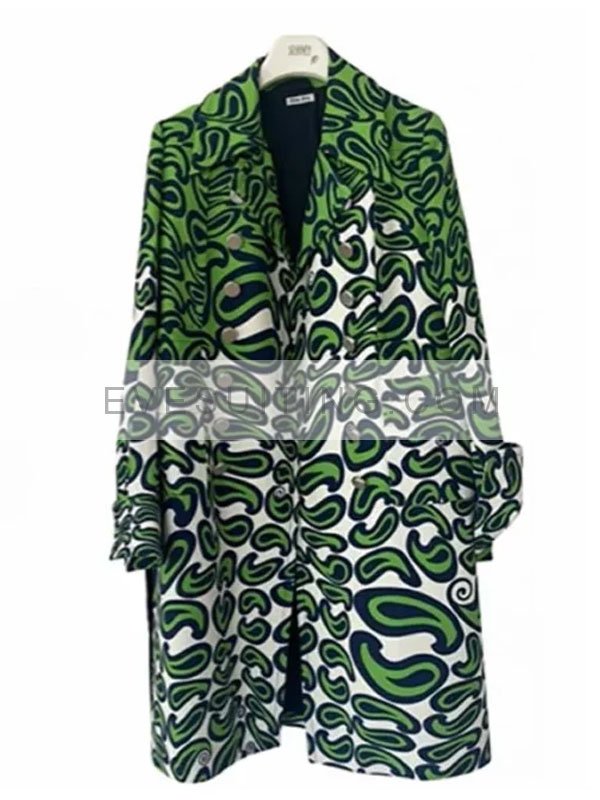 Lily Collins Emily in Paris S03 Printed Green Coat