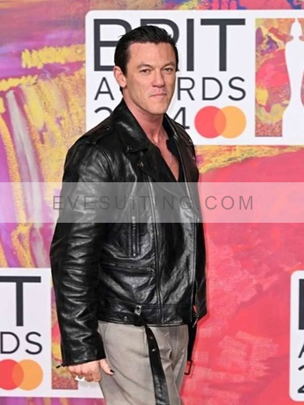 Luke Evans BRIT Awards 2024 Black Leather Motorcycle Jacket