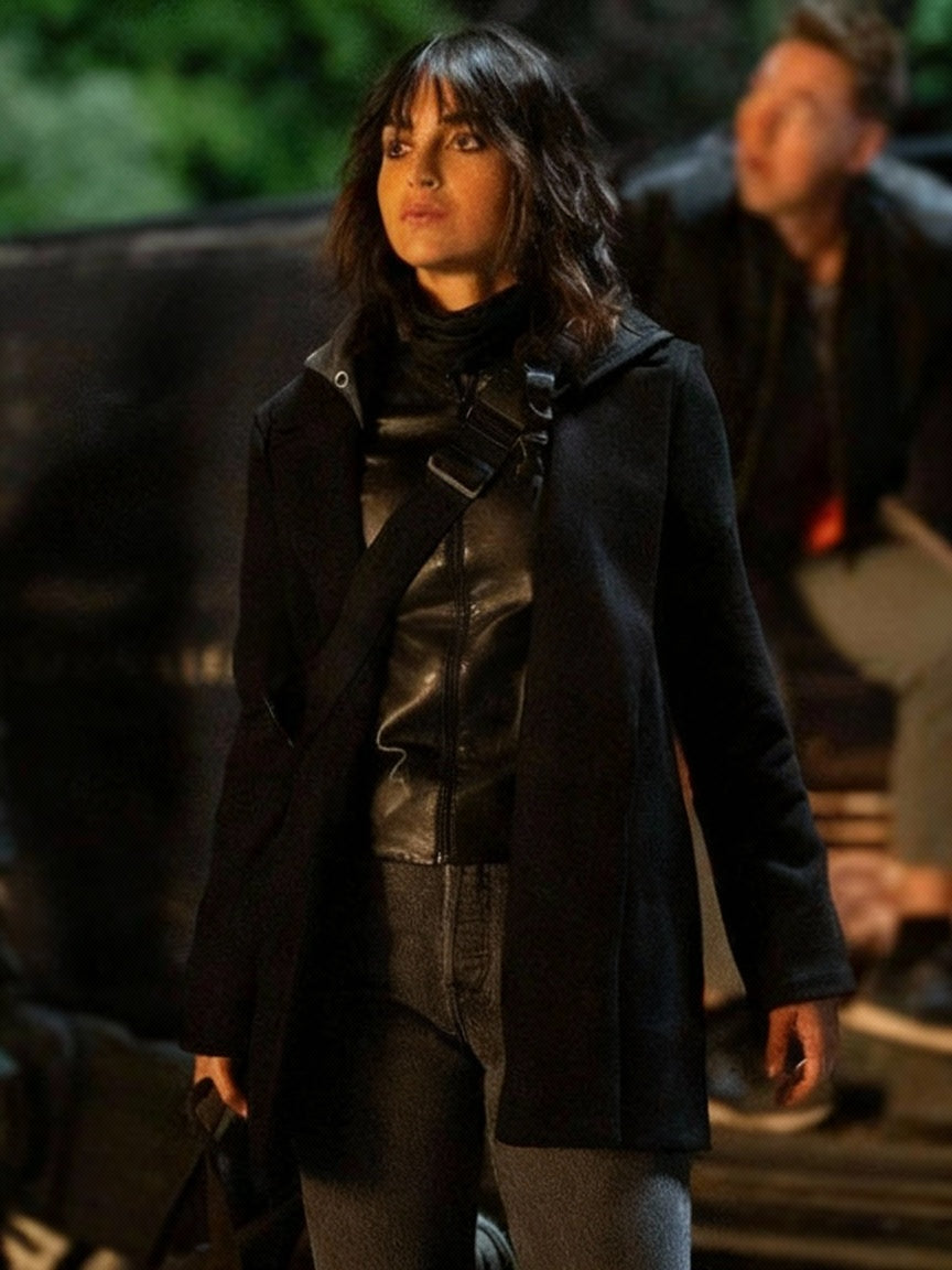 Melissa Barrera Abigail 2024 Black Coat