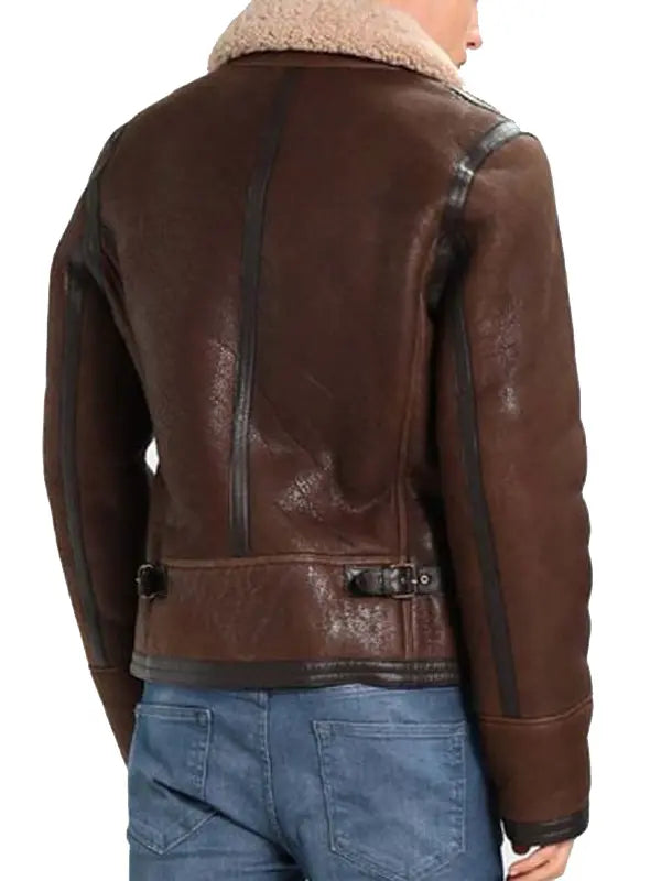 Men's Brown Aviator Leather Jacket