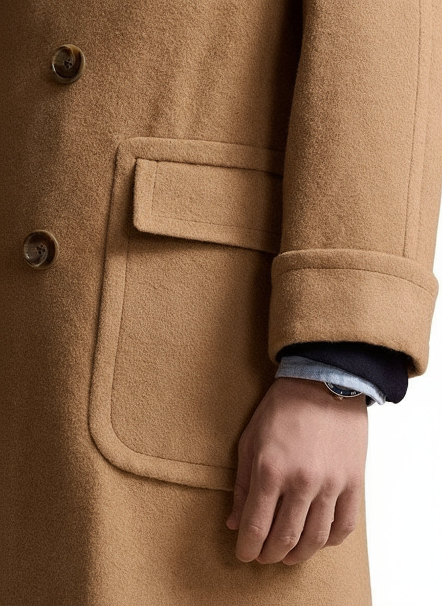 Men's Camel Classic Wool Polo Coat