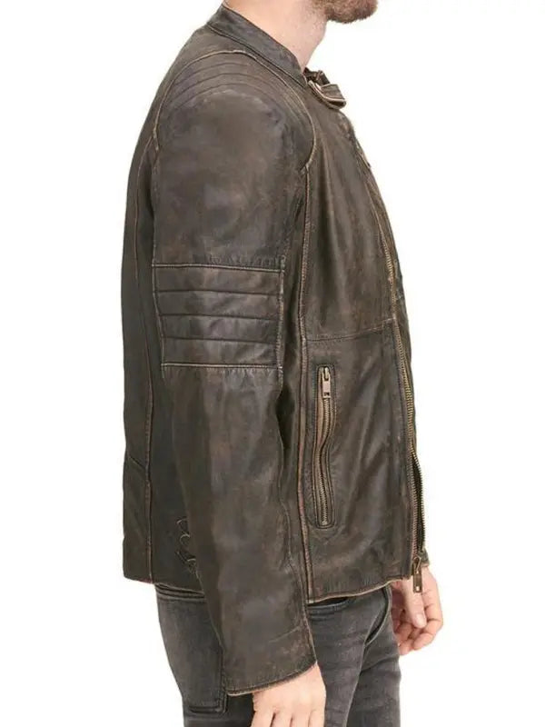 Mens Distressed Brown Leather Jacket