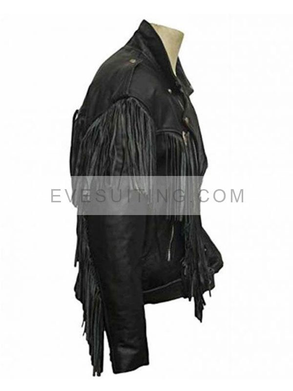 Money Heist Nairobi Black Fringe Leather Motorcycle Black Jacket