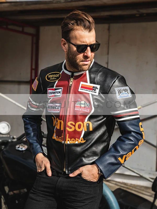 Motorcycle Racing Vanson Star Jacket - Recreation