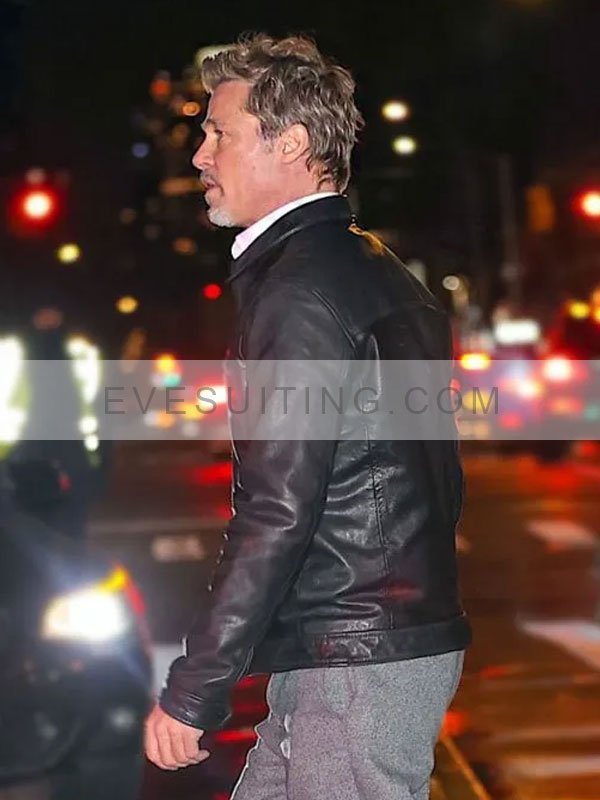 Movie Brad Pitt Wolves Black Leather Jacket