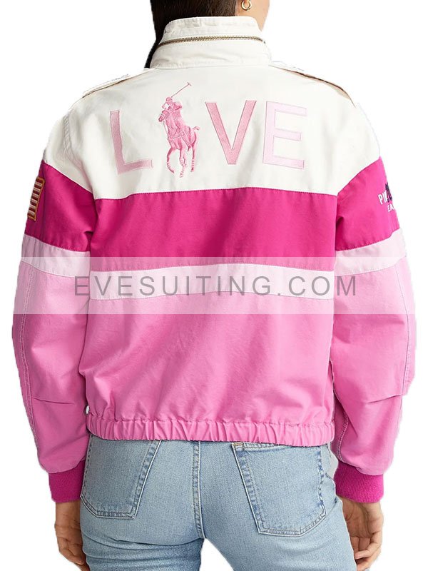 Pink Polo Ralph Lauren Racing Bomber Jacket