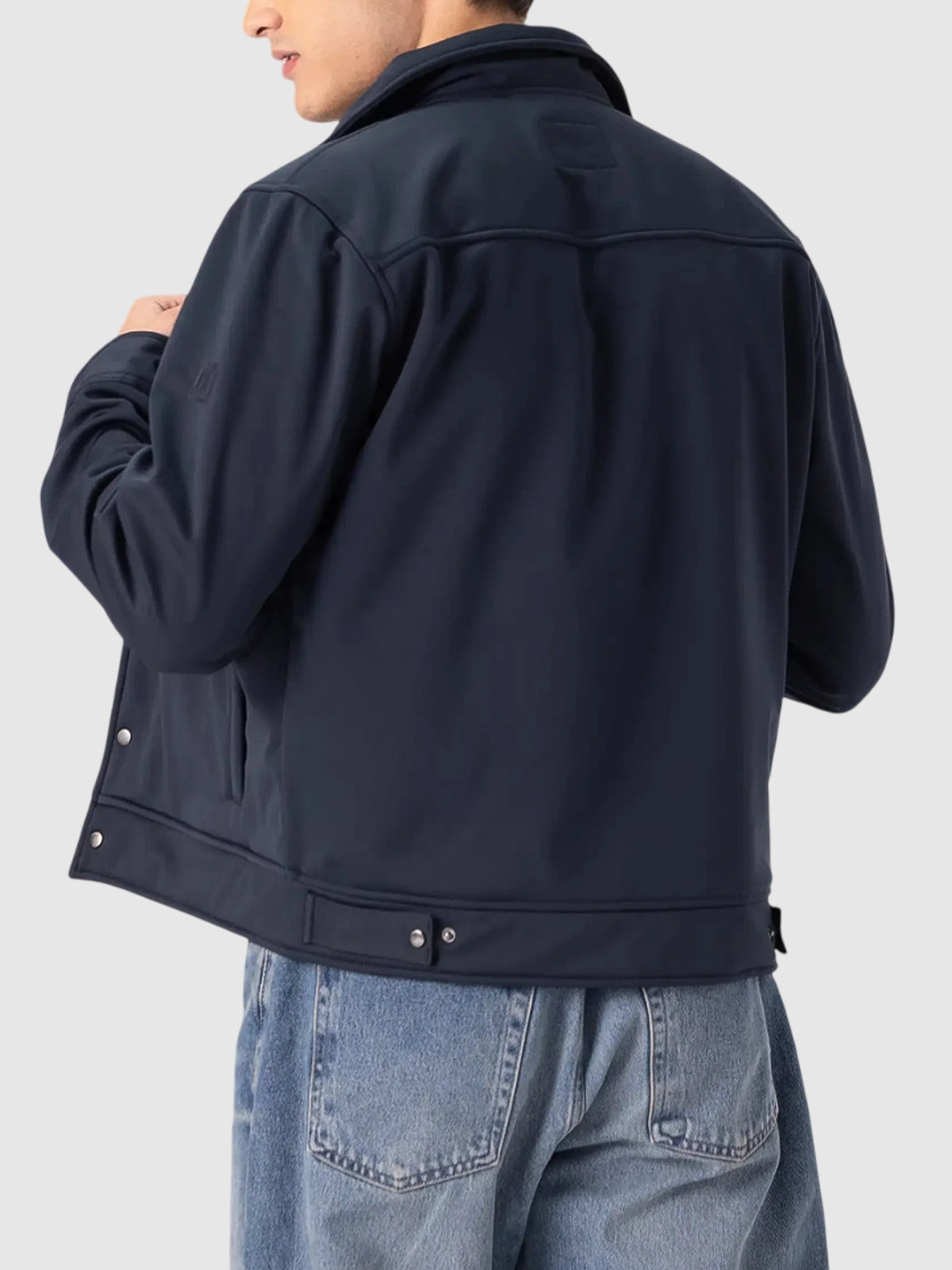 Shirt Collar Lightweight Soft Shell Blue Jacket For Men