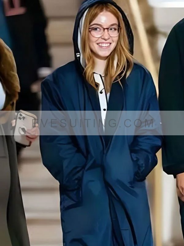 Sydney Sweeney Madame Web 2024 Julia Carpenter Blue Hooded Long Coat