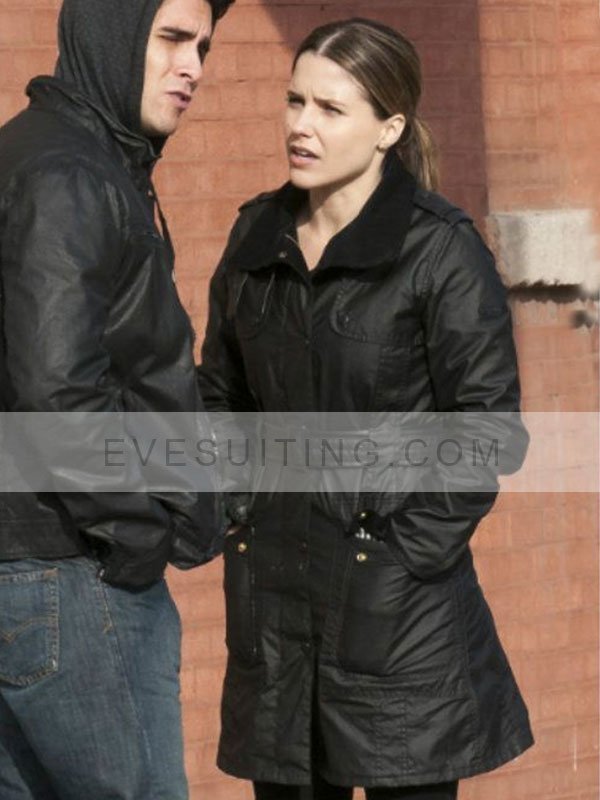 TV Series Chicago P.D. Erin Lindsay Black Coat with Shearling Collar