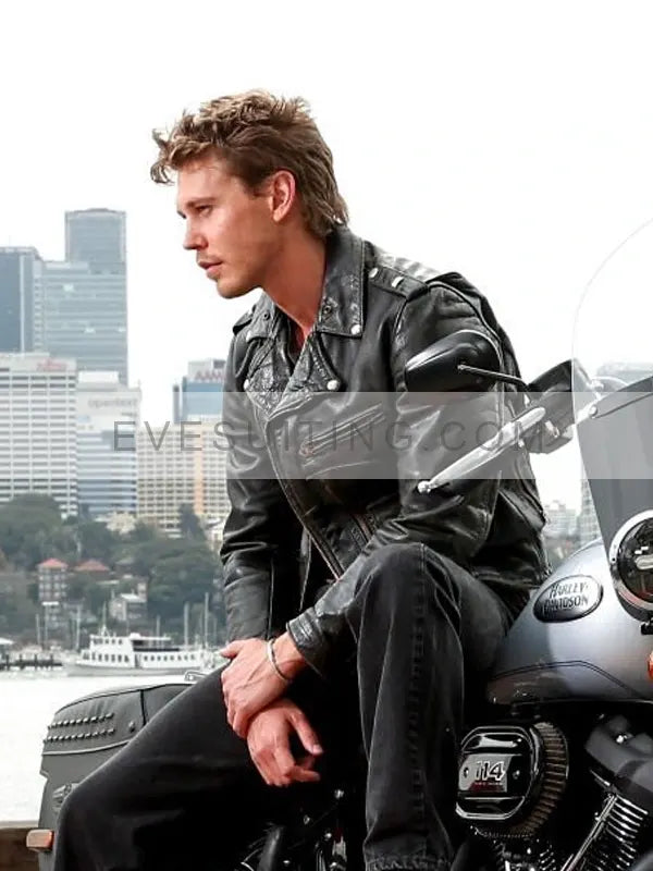 The Bikeriders Austin Butler Press Conference Black Leather Jacket