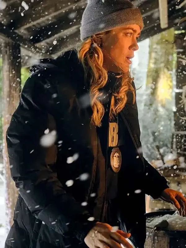 The Hunting Party 2025 Melissa Roxburgh Hooded Puffer Jacket