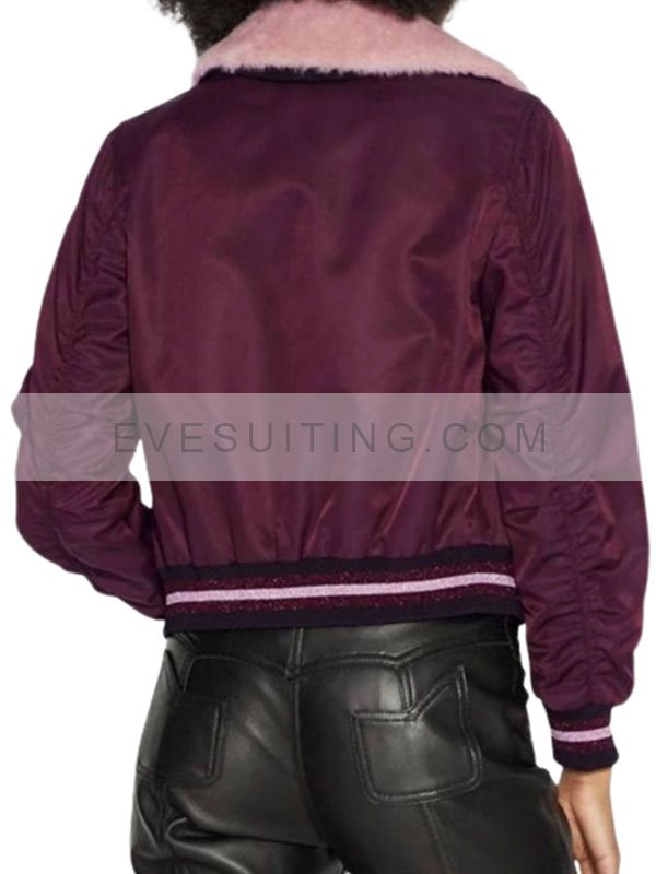 Tv Series Riverdale S04 Betty Cooper Maroon Bomber Satin Jacket