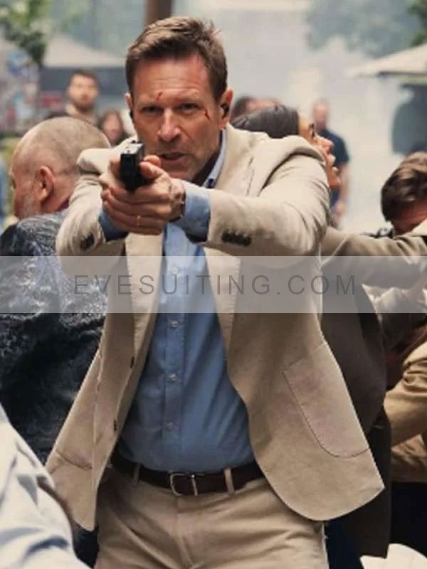 Vail Movie The Bricklayer 2024 Aaron Eckhart Off-White Blazer