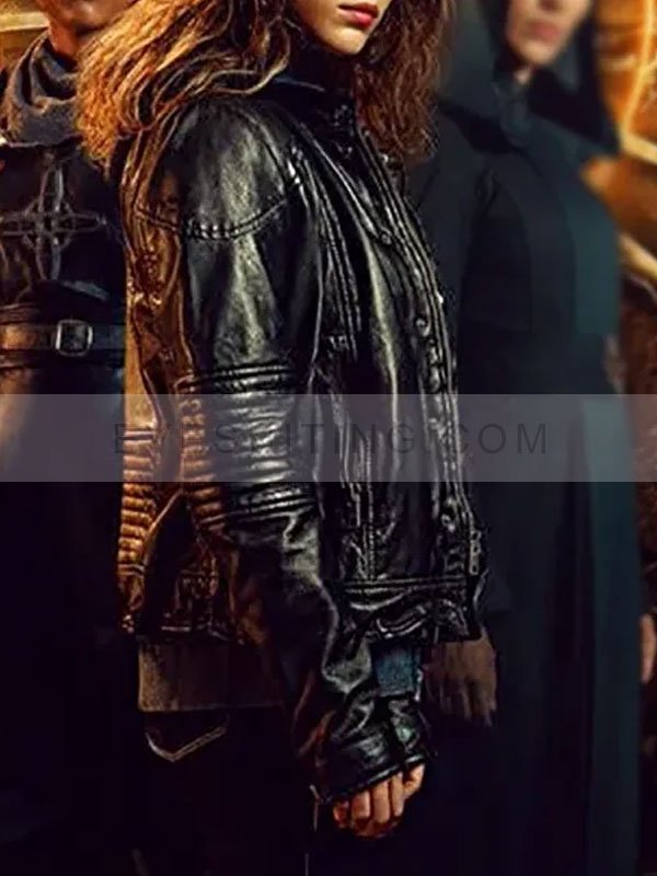 Women's Ava Warrior Nun Leather Black Jacket