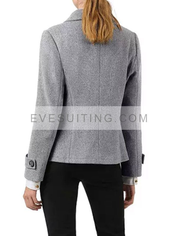 Women's Gray Pacoat With Notch Lapel