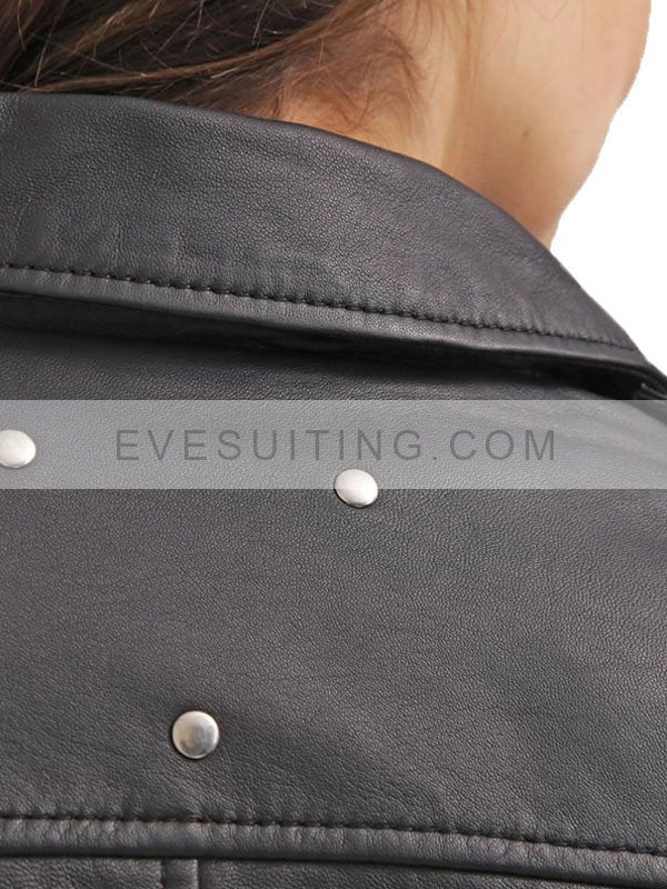 Women's Slim Fit Black Sheepskin Leather Biker Jacket