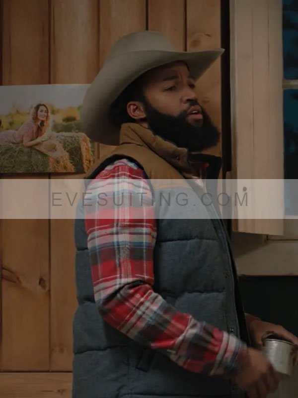 Colby Mayfield Yellowstone S02 Denim Richards Fleece Puffer Vest