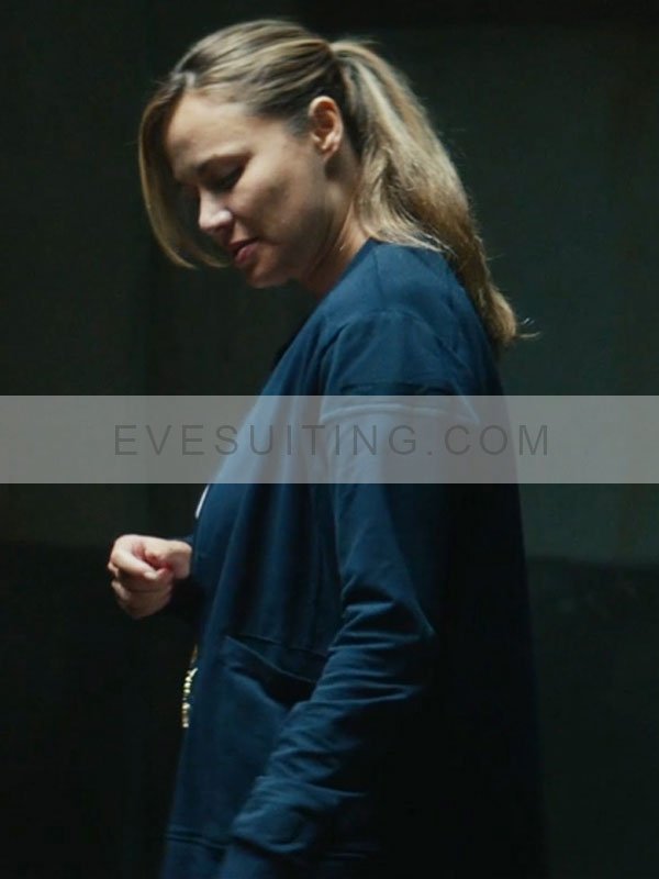 Detective Moon Movie Detained 2024 Moon Bloodgood Blue Bomber Jacket