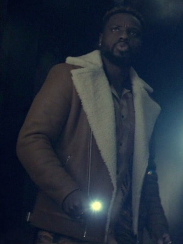 Leighton Vance Dark Matter 2024 Dayo Okeniyi Brown Leather Shearling Jacket