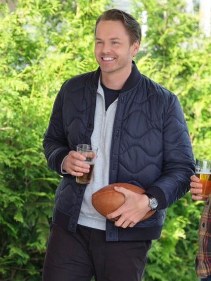 Mark Wallace Movie Falling Together 2024 Paul Campbell Blue Quilted Jacket