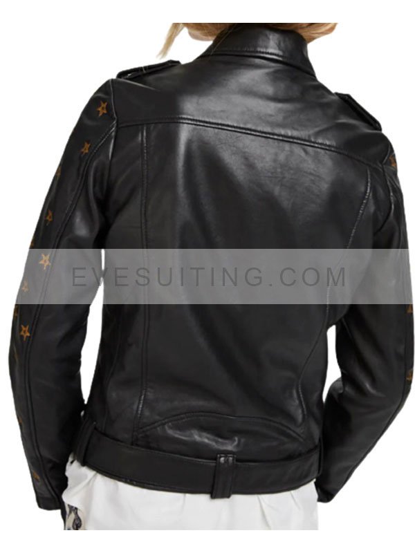 Nicole Kang Batwoman Mary Hamilton Gold Stars Black Leather Jacket