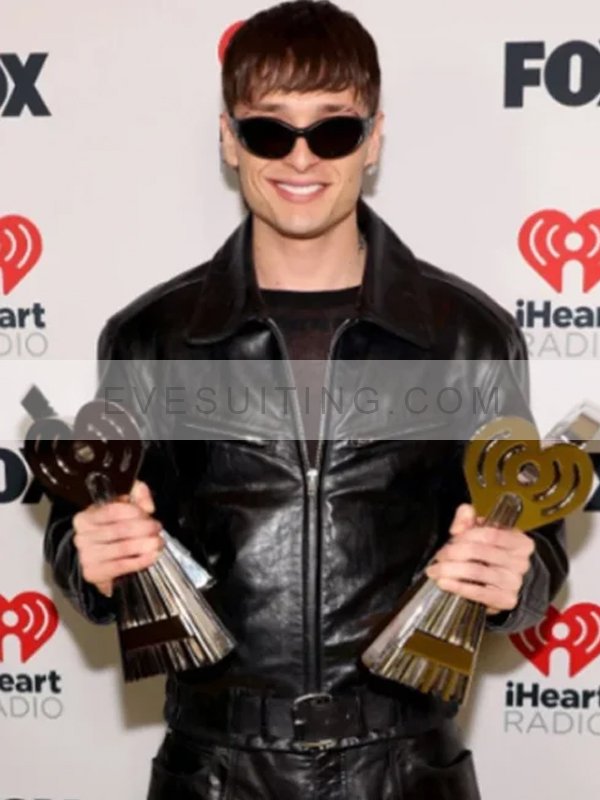 2024IHeartRadio Music Awards Peso Pluma Leather Jacket
