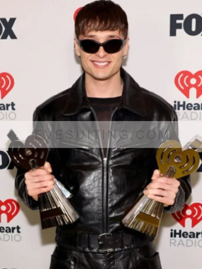 2024IHeartRadio Music Awards Peso Pluma Leather Jacket