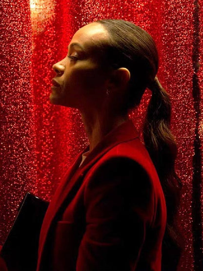 Zoe Saldana Movie Emilia Pérez 2024 Rita Moro Castro Red Velvet Blazer