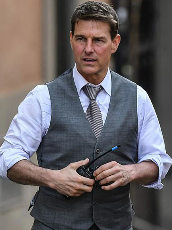 Tom Cruise Mission Impossible 7 Ethan Hunt Grey Vest