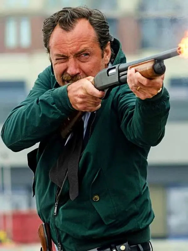 Terry Husk Movie The Order 2024 Jude Law Green Bomber Jacket