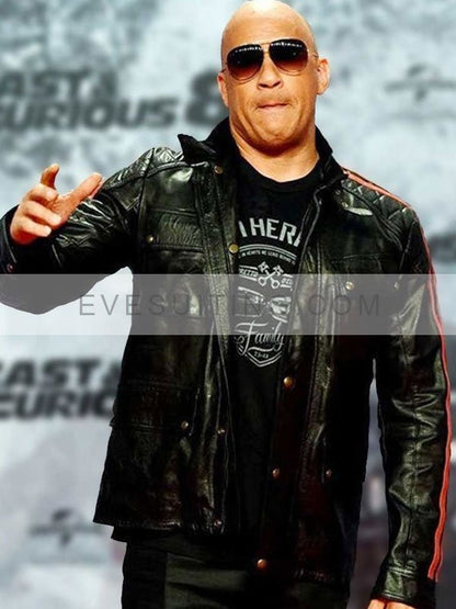 8 Vin Diesel Black And Red Real Leather Jacket