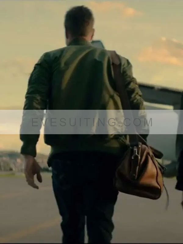 Aaron Eckhart Green Bomber Jacket