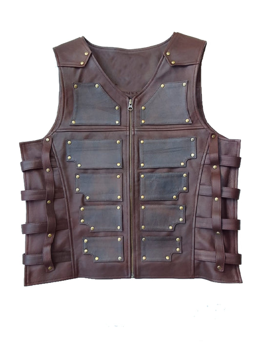 Aaron Taylor Johnson Kraven the Hunter Brown Vest