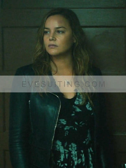 Abbie Cornish Movie Detained 2024 Rebecca Kamen Black Leather Jacket