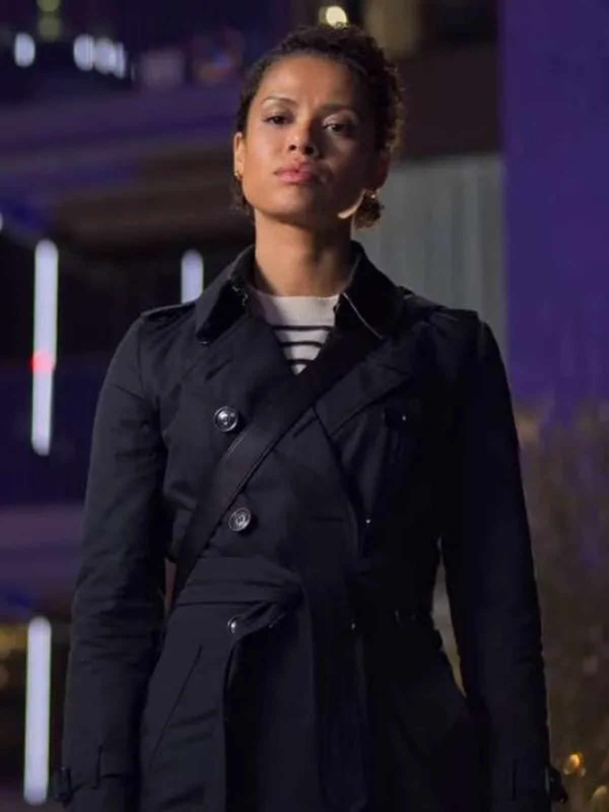 Abby Lift 2024 Gugu Mbatha-Raw Black Cotton Trench Coat