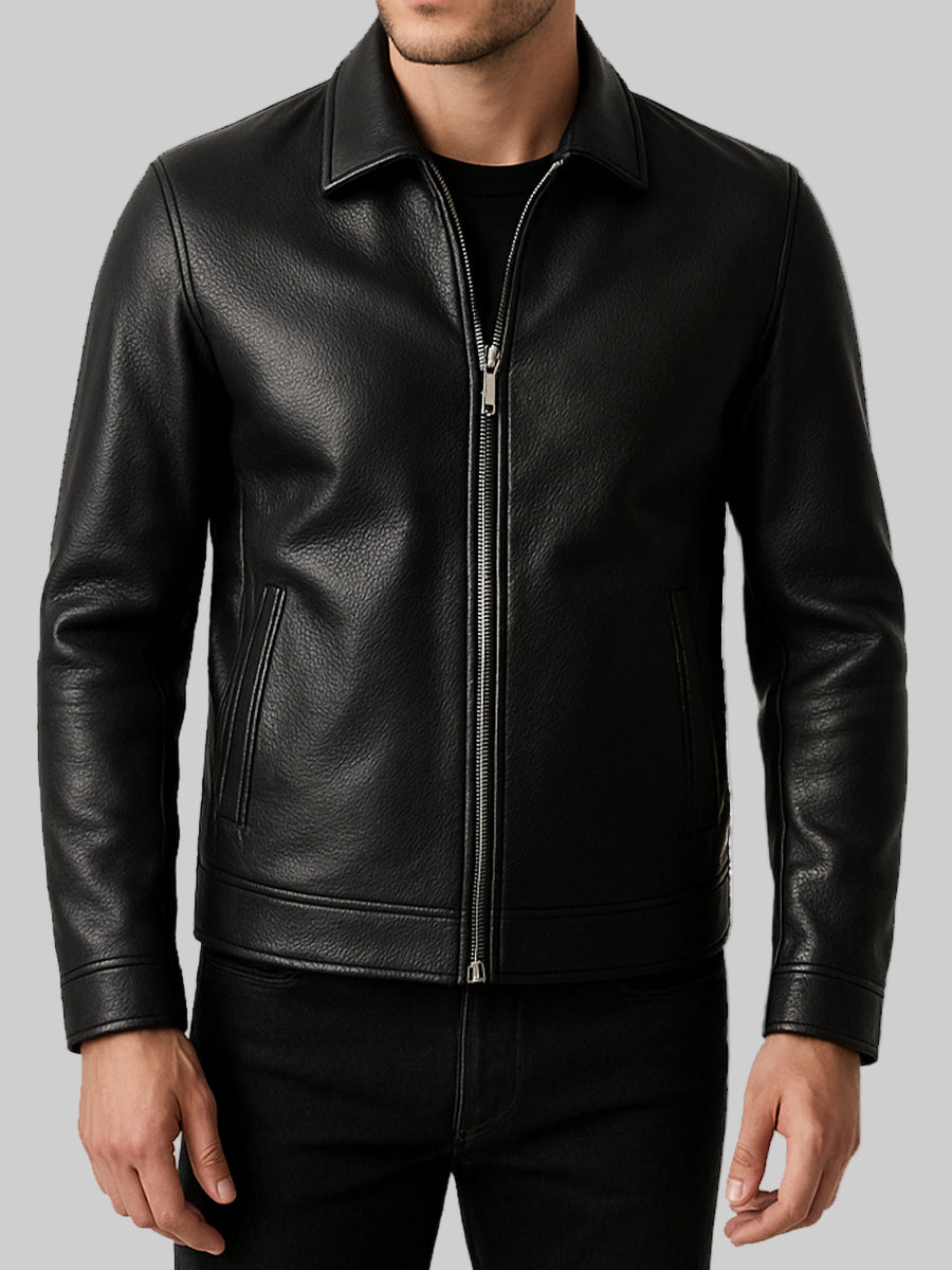Adam Men's Black Leather Moto Jacket