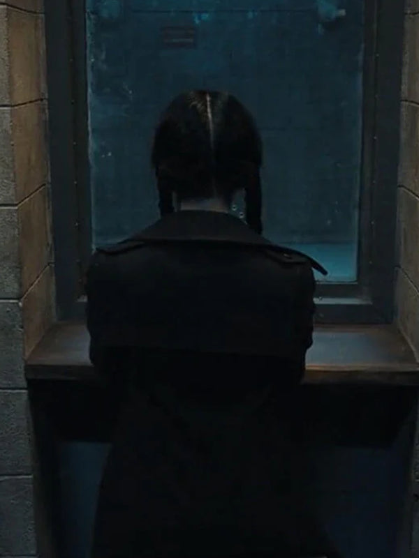 Addams Wednesday Black Wool Coat